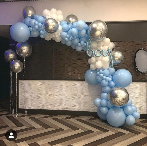 Single balloons arch frameless baby shower decor