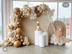 Set of 3 Cream backdrops with teddy bear decor