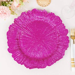 Acrylic Plastic Fuchsia Reef  Charger Plates for rent