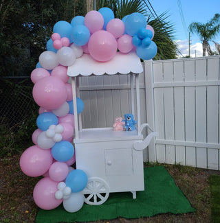 Candy Cart with Pink Blue Balloons arch