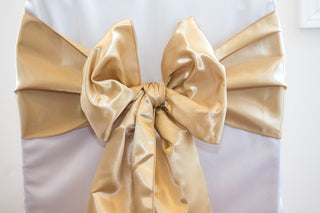 Champagne satin chair sash rent