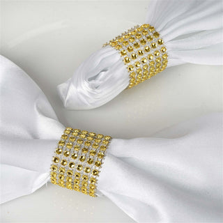 Gold  Napkin Ring with Diamond Rhinestone and Velcro Rental