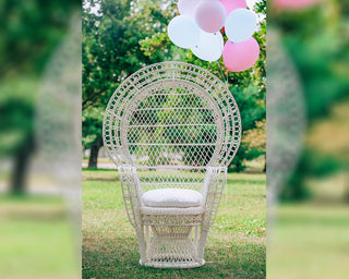 Wicker Peacock chair rental baby shower